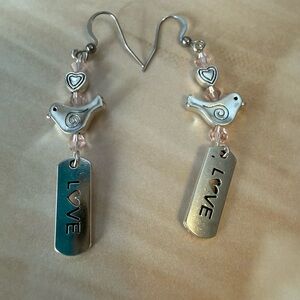 Silver Love Bird Earrings